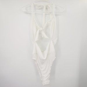 NWT Princess Polly White Ribbed London Bodysuit Size 12